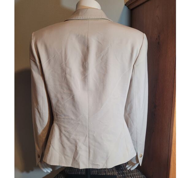 ANNE KLEIN Cream Blazer Jacket Sz 12 Career Minimalist Quietlux Neutral Workwear - Picture 5 of 11
